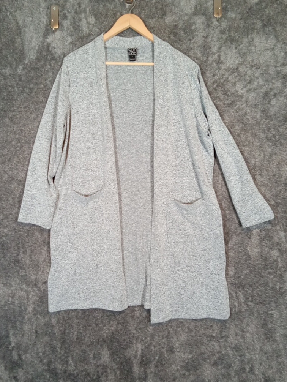 Clara Sun Woo Made In USA open Front Cardigan Heather Gray Womens Large